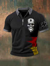 Männer Eisernes Kreuz Schädel Reiß verschluss kurz Ärmel Polo zartstils